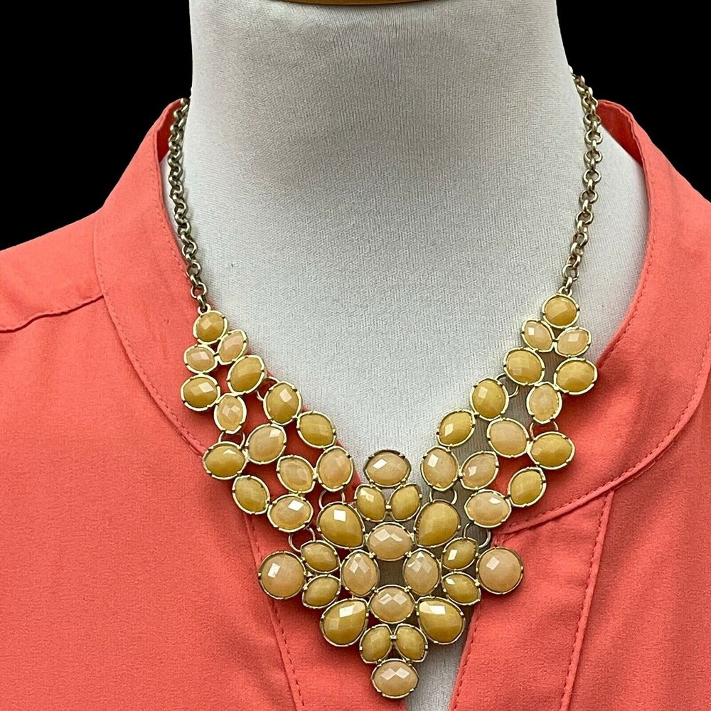 Gold-tone Yellow Women's Fashion Bib‎ Necklace